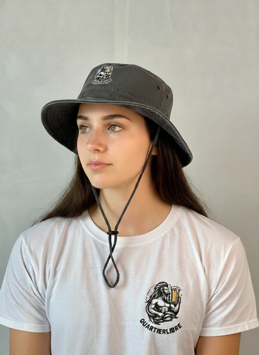 Détail chapeau à ficelle J'arrête de boire - Design unique et confortable pour soirées