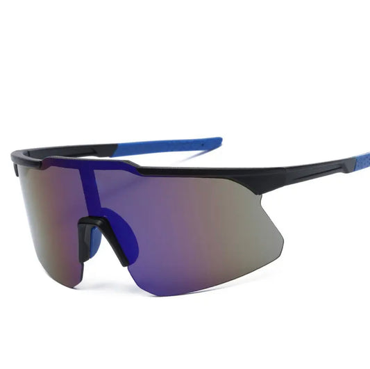 Lunettes de soleil Je suis bleu avec monture bleue métallisée et protection UV pour soirées et sports outdoors 
