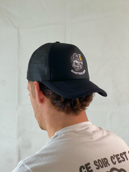 Casquette trucker Charbon naturel vue arrière - Panneau mesh respirant et clips réglables 
