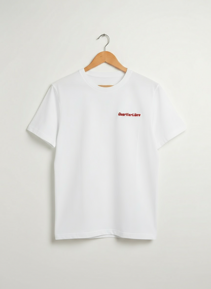 T-shirt blanc Apéro Chill vue de face, coupe classique
