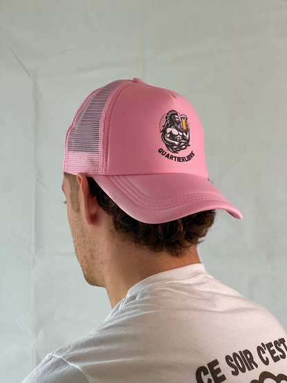 Casquette trucker Rose comme la fleur vue arrière - Panneau mesh respirant et clips réglables
