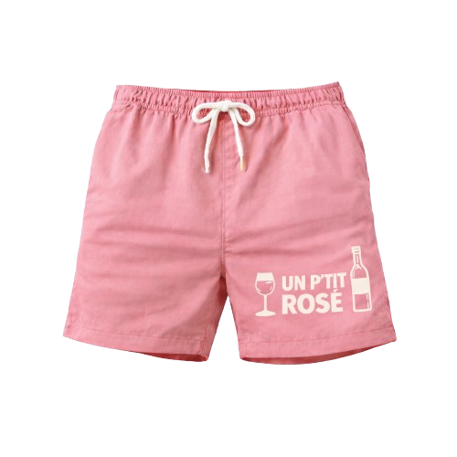 short de bain u p'tit rosé pour les soirées arrosées sur la plage en plein soleil 